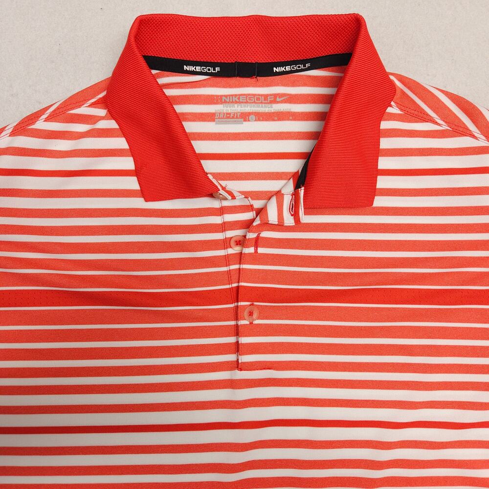 Nike Golf Casual Collared Short Sleeve Polo Shirt Mens Size L Red Orange White